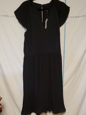 White House Black Market NEW Black Midi Pleat Skirt Dress 16 Lbd Mother Bride
